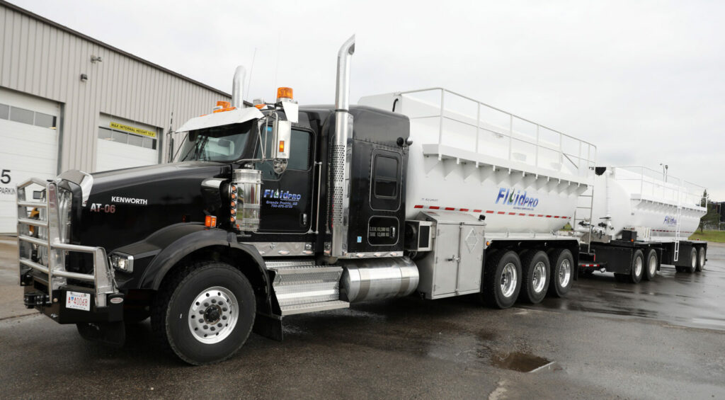 FluidPRO acid truck in Alberta oilfield